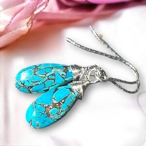 Natural Paraiba Turquoise Earrings Sterling Silver, December Birthstone